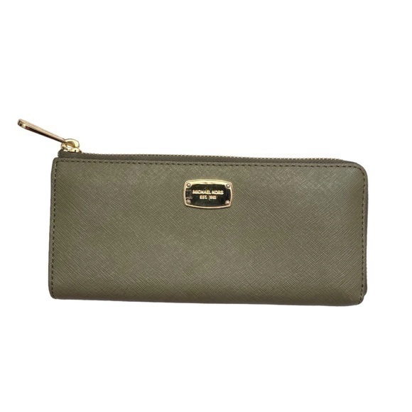 Michael kors olive military green saffiano leather zippy wallet